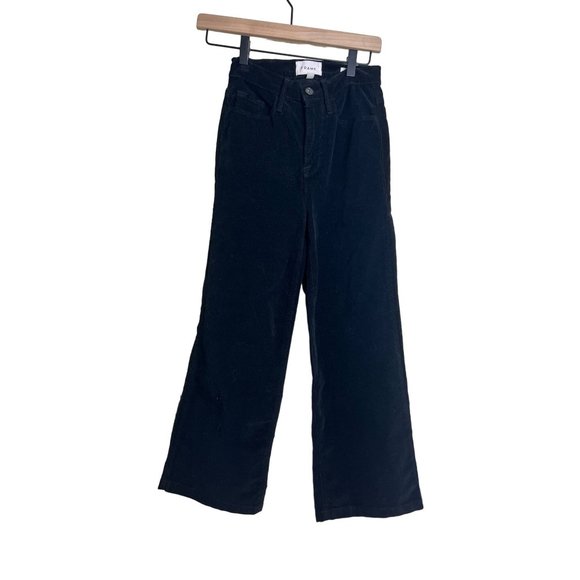 Frame Pants Womens 23 Black Wide Leg Flare Corduroy Casual High Rise - Picture 2 of 6